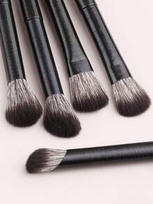 ronshadow 13pcs Professional Eye Makeup Brush Set With Storage Bag, Eyeshadow Blending Brush, Eyeliner Blade Brush, Smoky Detail Brush, Daily Atmospheric Eye Makeup Beginner Portable Makeup Tool Kit - Black - View 6