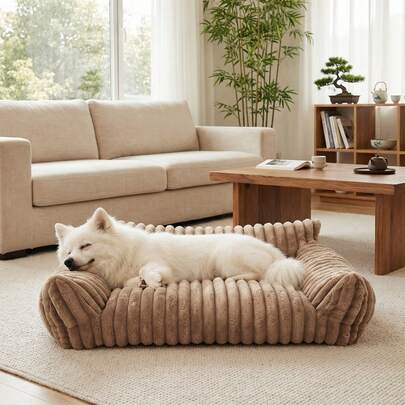Groß Katzenbett Hundesofa, Rutschfeste Katzencouch (Kaffee), Warm Und Gemütlich, Abnehmbares Und Wasch Bares Haustier-Sofa, Haustier Sofa Für Samll Hunde Und Katzen