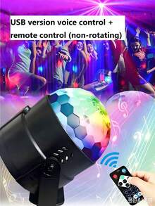 1pc Disco Ball Party Light, Sound Activated DJ Light With Remote Control RGB Strobe Light USB 7 Modes LED Stage Spotlight For Home Room Karaoke Festival Party Wedding Decoration Performance - Black - View 10