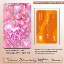 Pink Crystal Diamond Heart Retractable Badge Holder, Girly Pearl Bow Gem Print ID Card Case, Sparkly Heart ID Holder For Student Nurse Doctor Teacher Office Worker For Women - Rectangle - View 8