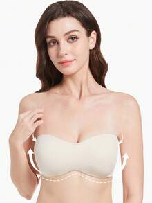 MELENECA Women's Strapless Minimizer Multiway For Large Bust Unlined Seemless Underwire Bandeau Bra - Apricot - View 5