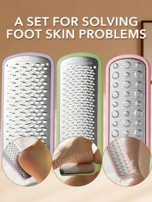 3Pcs/Set Foot File Pedicure Foot Scrubber For Callus Remover Stainless Steel Foot Exfoliator Grater Feet Rasp Scraper Hard Dead Skin Removers - Multicolor - View 3