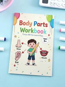 1pc Children's Early Education Cognitive Workbook - Body Parts Vocabulary & Occupation Recognition Word Learning Tracing Book (Back To School Educational Supplies) - Multicolor - View 13