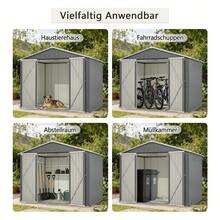 Storage Shed Metal Grey 8x6 FT - Robust Tool Shelter - 灰色 - 查看 3