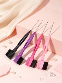 2/3 Pcs Professional Dual-Ended Edge Control Brush & Steel Pin Tail Comb, 2-In-1 Eyebrow Brush Hair Styling Tool, Precision Sectioning For Braiding, Portable For Home Salon Travel On-The-Go Touch Ups - Multicolor - View 9