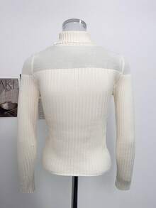 Autumn/Winter New Korean Style High Neck Knitted Sweater Hollow Out Top Base Layer Innerwear Outerwear Cable Knit - White - View 8