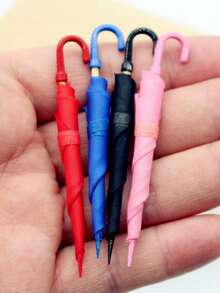 Random Color Mini Colorful Umbrella Model, 1:12 Scale Miniature Umbrella Model, Non-Functional Dollhouse Accessory, Home Furniture Miniature Scene Prop Decoration, Collectible Decoration, Gift Bag Filler, Birthday Gift, Party Favor - Multi-color Umbrella - View 1
