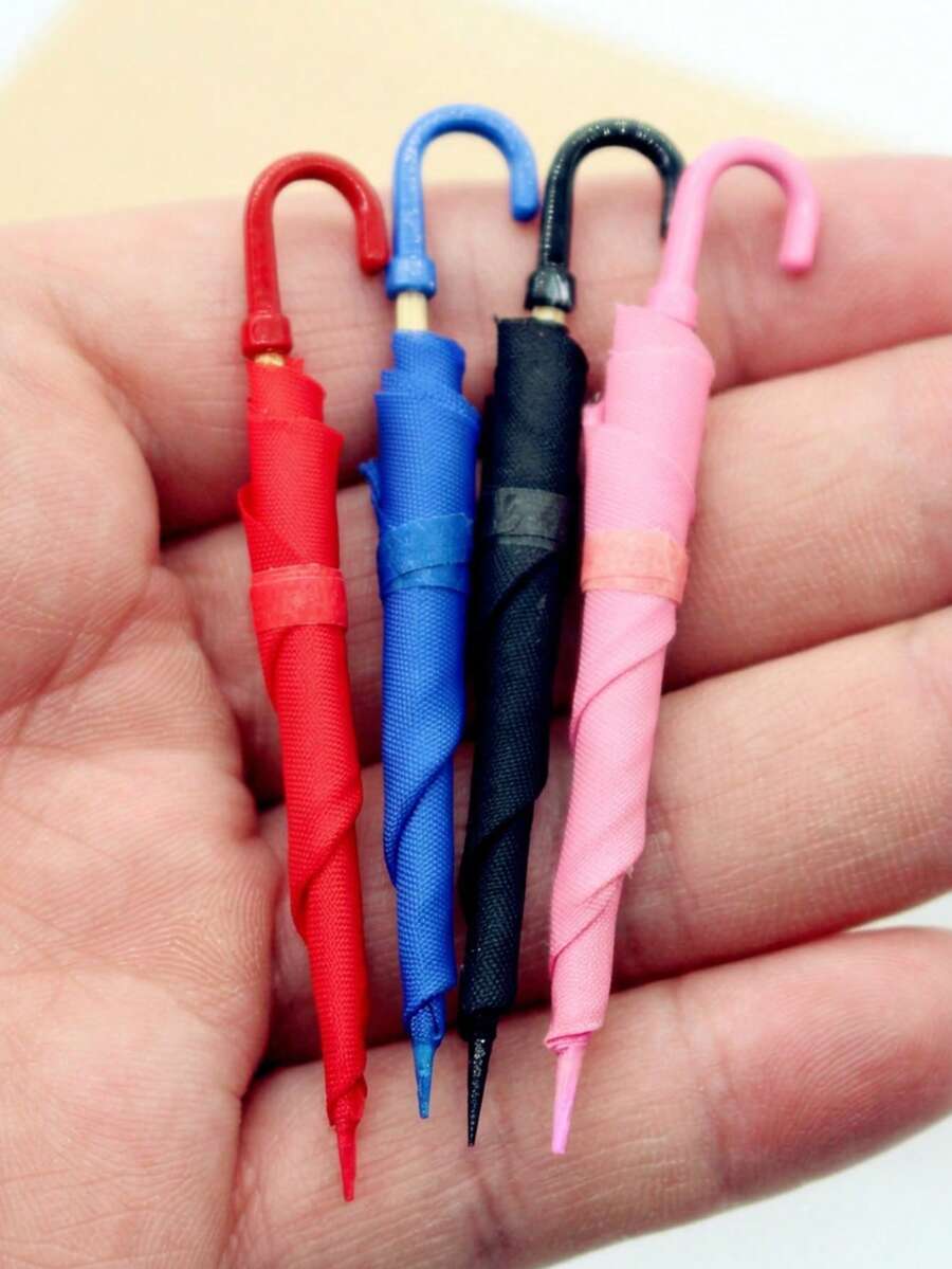 Random Color Mini Colorful Umbrella Model, 1:12 Scale Miniature Umbrella Model, Non-Functional Dollhouse Accessory, Home Furniture Miniature Scene Prop Decoration, Collectible Decoration, Gift Bag Filler, Birthday Gift, Party Favor - Multi-color Umbrella - View 1