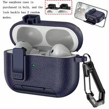 1個皮革紋理耳機保護殼 防丟鎖扣式 相容 Apple 第1/2代、Pro/Pro2、Pro3、Apple 第3/4代 保護殼支架 - 彩色 - 查看 21