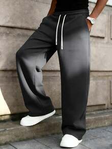 男士素色抽繩運動長褲慢跑褲，適合戶外慢跑、健身、街頭休閒、舒適工作與運動 - 深灰色 - 查看 5