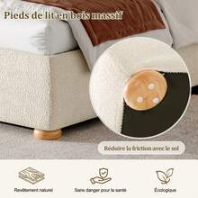 Tufted Bed Frame Beige 140x190cm - Includes Slatted Base - Beige - View 6