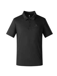 CAMEL CROWN 男士速干Polo衫，短袖户外速干休闲运动Polo衫，带领，春夏款 - 幻影黑 - 查看 8