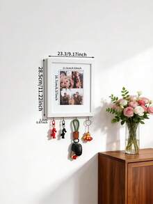 1pc Multi-Hook Photo Frame Wall Mount Hook Key Rack, Decorative Collage Photo Display Stand, Entryway Wall Decor, Home Wedding Gift - Multicolor - View 4