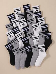5/10/20 Pairs Random Black, White And Grey Kids Casual Sports Mid-Calf Socks, Suitable For Summer And Autumn, Perfect For Daily Wear And Back To School Season - Multicolor - View 3