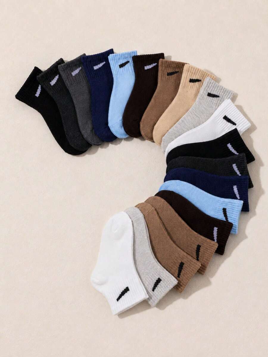 10/20 Pairs Solid Color Casual Mid-Calf Socks For Infants And Toddlers - Multicolor - View 1