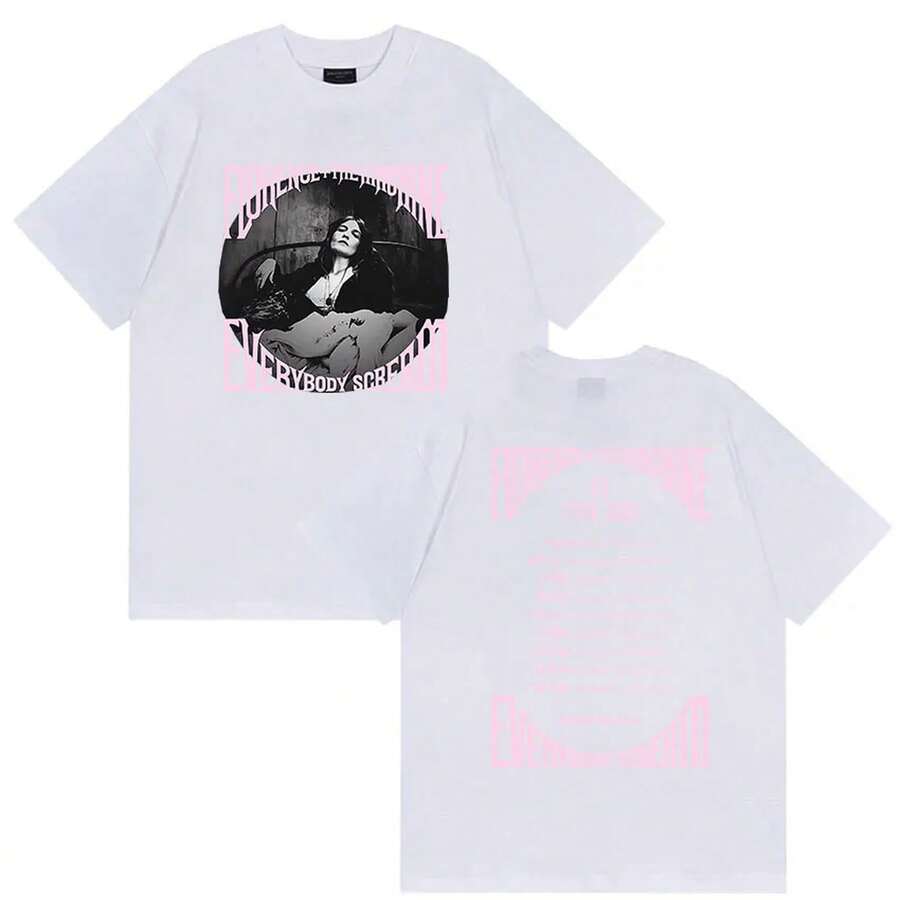 Florence + The Machine Everybody Scream Tour 2026 T-Shirt Men Women Aesthetic Retro Fashion Cotton Oversized Streetwear T-Shirts - White - View 1