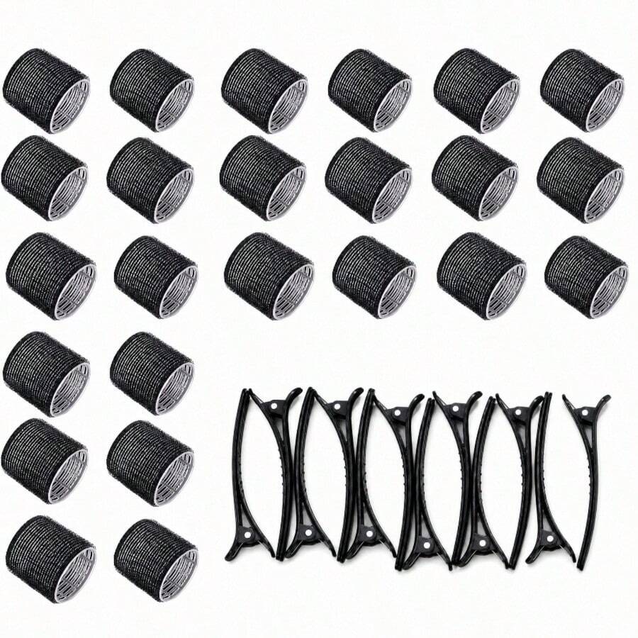 36pcs/Set Large Combination Hair Curlers + Plastic Hair Rollers, With Clips Self-Grip Hair Rollers, Suitable For Long/Medium/Short Hair, Bangs, Curly Hair, Travel Essential Hair Roller Accessories, Affordable Hair Styling Tools - Multicolor - View 1
