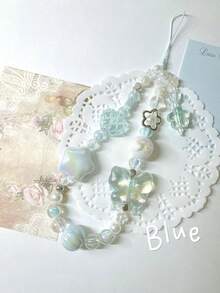 1pc Iridescent Butterfly Beaded Phone Charm, Detachable Transparent Pastel Star & Heart Phone Lanyard, Cute Y2K Phone Case Strap, Bag & Camera Hanging Accessory For Women And Girls - Multicolor - View 9