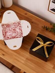 10/20/30pcs Wavy Edge Kraft Paper Gift Boxes With Ribbon Bow, Square Dessert Packaging Boxes, Multi-Purpose Gift Containers, Suitable For Wedding Favors, Holiday Parties, Handmade Gift Wrapping - Kraft Paper Gift Box - View 5