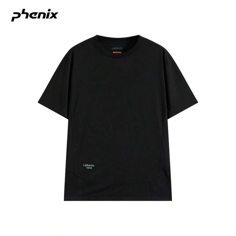 +Phenix White Waffle Knit Short Sleeve T-Shirt Women 2026SS New Loose Fit Top - Black - View 1
