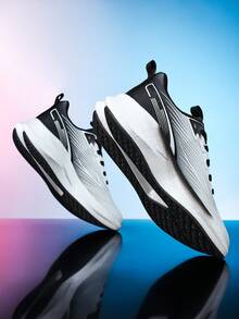 Men's Running Shoes - Breathable Fabric Upper, Lightweight Non-Slip Sole, Low-Top Cloth Lining Suitable For Hiking And Outdoor Activities - White and Black - View 2
