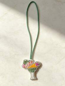 1pc Party Style Bag Charm, Handmade Rhinestone Beaded Pendant With Champagne, Cocktail Glass And Coffee Cup Design - Green - View 5