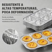 Set Of 4 Disposable Aluminum Foil Baking Pans With 6 Cavities For Muffins And Cupcakes, Heat Resistant Molds 25x17x3.5 Cm - 彩色 - 查看 1