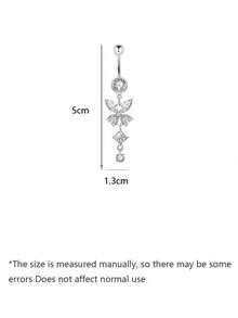 1pc Women's Butterfly Long Tassel Belly Ring, Fashion Shiny Sexy Body Jewelry, Suitable For Vacation, Holiday And Night Out - Silver - View 7