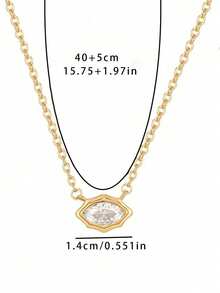 New Stainless Steel Gold Color Necklace, Minimalist Sparkling Zirconia Pendant, Suitable For Women And Girls To Wear To Parties And Weddings - Multicolor - View 7
