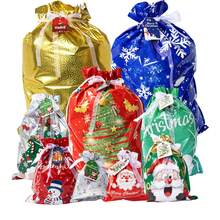 10pcs Christmas Gift Bags, Christmas Drawstring Gift Bags, Multiple Sizes | For Christmas Holiday Gift Packaging, Holiday Party Supplies (Random Colors And Sizes) - Mixed Colors - View 1