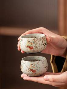 2pcs/1pc Vintage Ceramic Cup, Dunhuang Flying Apsaras Red Tea Cup, Ceramic Vintage Arhat Master Cup, Personal Tea Cup, Water Cup, Gift Cup, Suitable For Home Use, Gift, Party - Multicolor - View 1