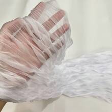 1pc Women's Solid Color Breathable Ruffle Scarf New Fashion Elastic Pleated Silk Scarf Daily Outing Headscarf - Multicolor - View 7