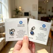 2pcs Fashion Lucky Eye Minimalist Pendant, Daily Matching Bag Charm, Keychain, Phone Strap, Couple Gift With Good Wishes And Lucky Card - Multicolor - View 1