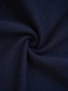 Vintage Style Women's Knitted Sweater With Contrast Trim, Front Tie Bow, Flared Sleeves, Casual Base Layer Top - Navy Blue - View 11