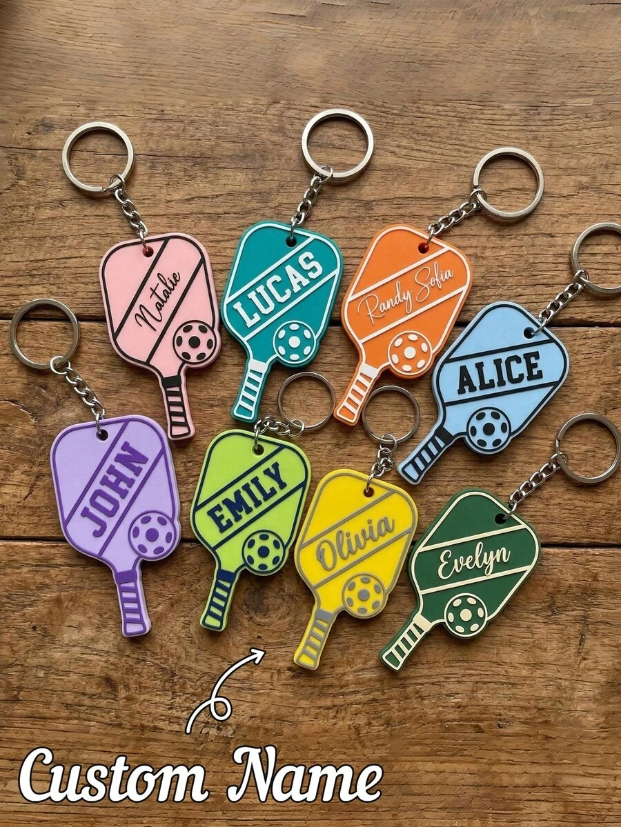 Personalized Name Pickleball Paddle Keychain, Acrylic Pickleball Key Ring, Sports Bag Charm, Backpack Pendant, Pickleball Accessories, Player Team Gift, Custom Bag Tag, Sports Souvenir - C-pickleball Keychain - View 1