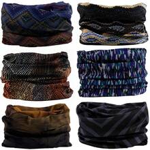 6pcs Wide Headbands, Tubular Neck Gaiters, Multi-Functional Cycling Face Masks, Ski Masks, Seamless Design, Suitable For Various Outdoor Sports, Bicycle Riding, Motorcycle Face Masks, Running, Hiking, Etc. - Multicolor - View 6