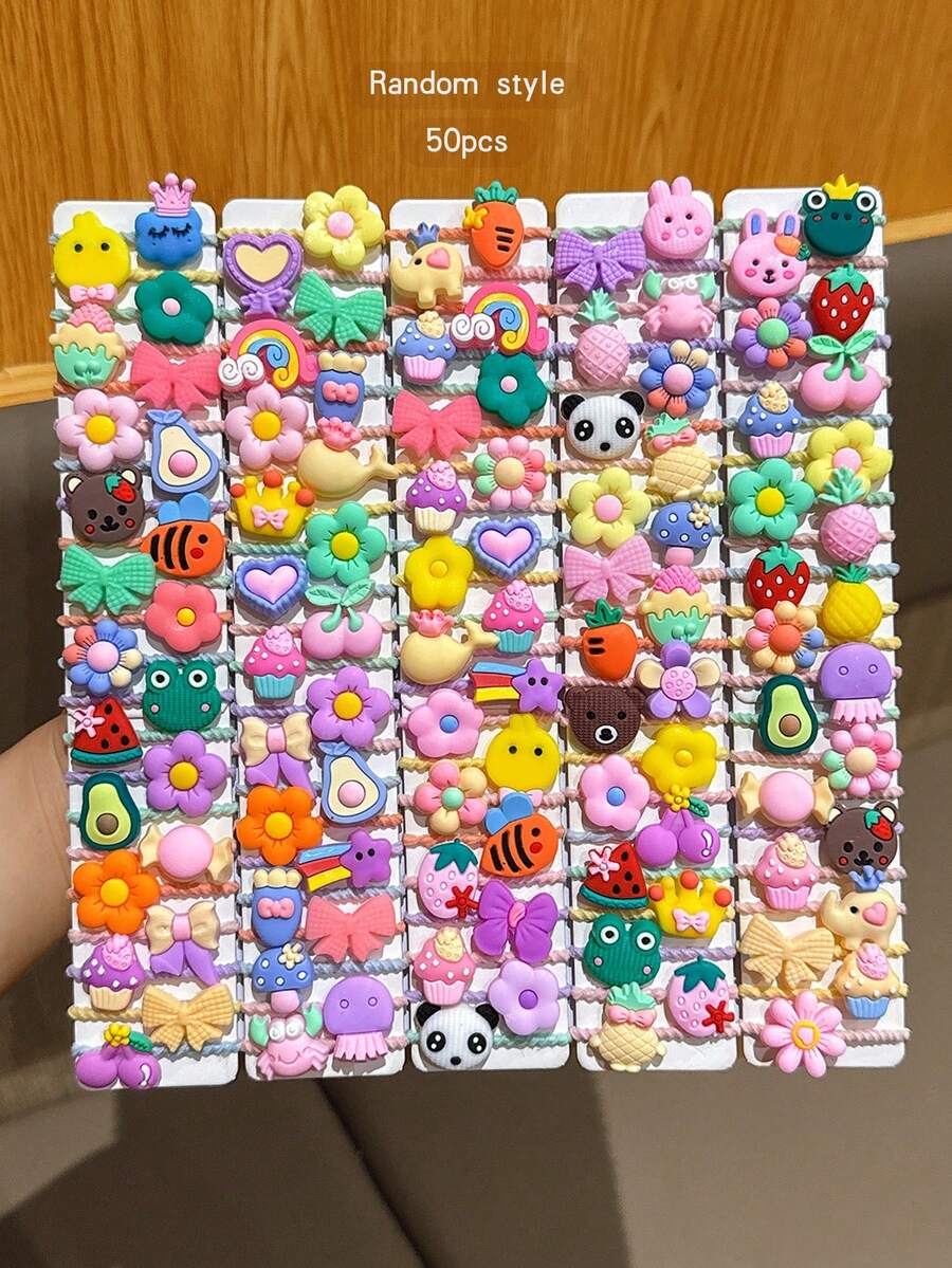 50pcs Random Style Colorful Daily Decorative Hair Ties