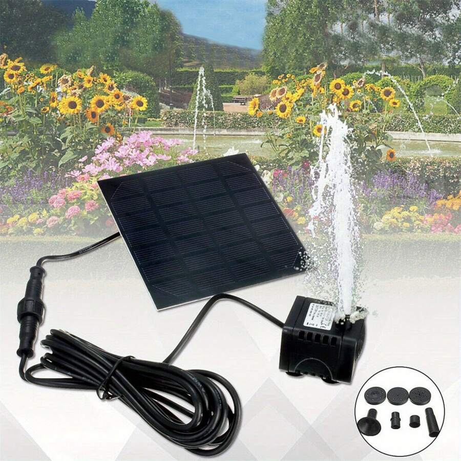 Solar-Powered Water Pump For Pools, Gardens, Ponds, And Aquariums; Includes Multiple Nozzles. DIY Outdoor Water Feature Suitable For Bird Baths, Ponds, Gardens, And Fish Tanks (IP65). - 1PC - View 1