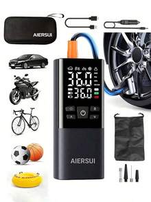 便攜式充氣泵 150PSI 無繩汽車充氣泵 可充電式單車充氣泵 適用於摩托車、單車、球類與充氣玩具 11.1V/DC12V 2000MAH - 无线 - 查看 1