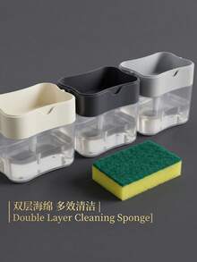 Dish Soap Dispenser Pump Cleaning Brush Kitchen Liquid Dispenser Sponge Soap Box Soap Dispenser Storage Rack - A - View 2