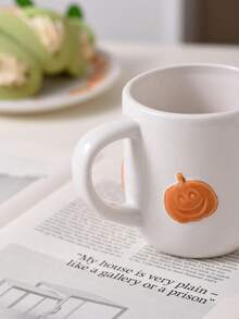 1pc/5pcs 400ml Embossed Pumpkin Ceramic Mug, Cute Raised Pumpkin Face Pattern, Smooth Ceramic Material With Convenient Handle, Suitable For Coffee, Tea And Hot Drinks, Exquisite Daily Drinkware, Delicate Halloween Gift - Multi-color - Pumpkin Set - View 6