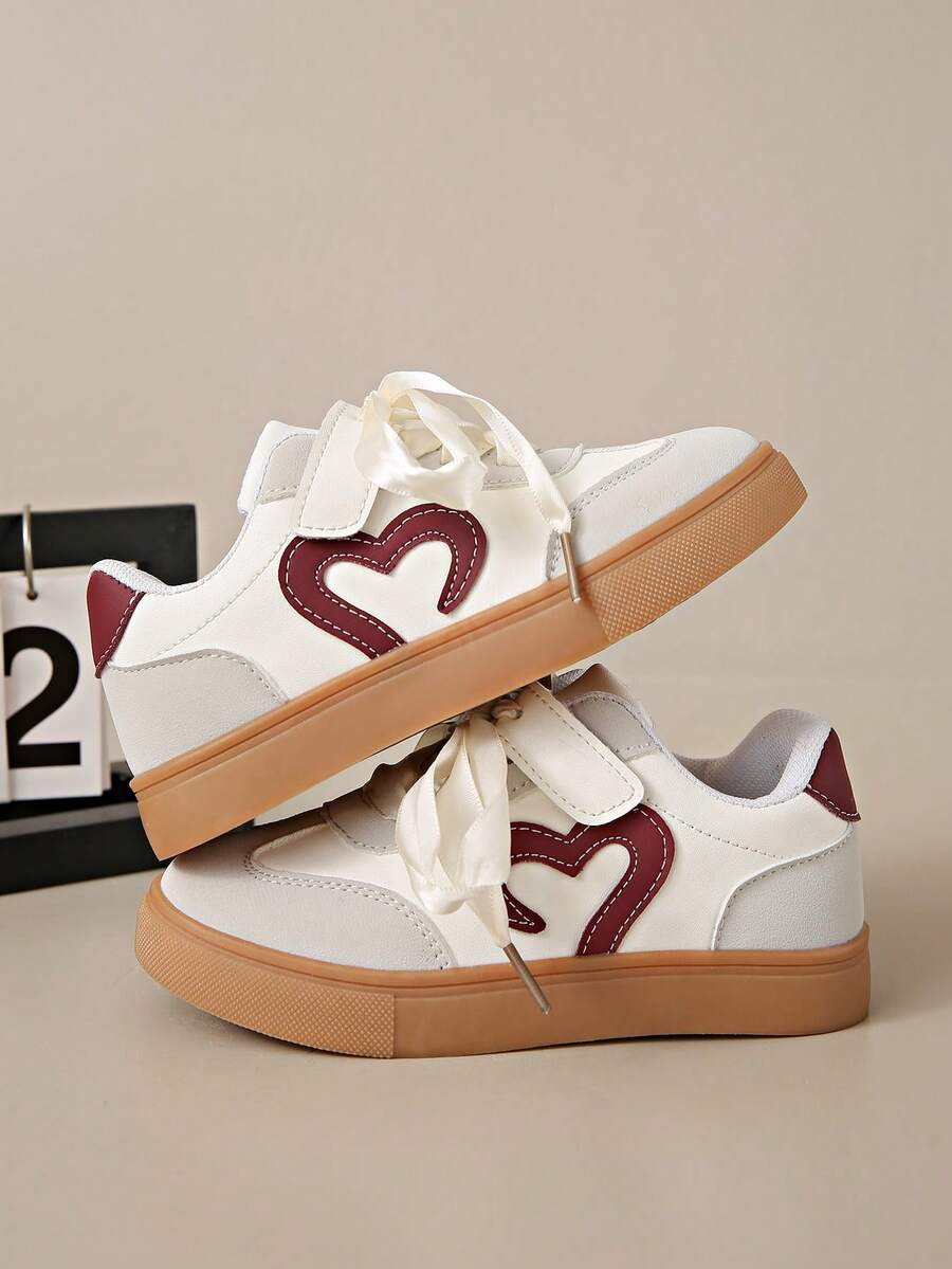 1 Pair Kids Unisex All-Season Heart Decor Patchwork Contrast Color ...