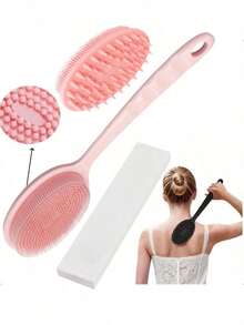 1/2pcs Silicone Bath Back Brush, Short Handle Or Handheld Bath Brush Set, Double-Sided Exfoliating Massage, Soft Bristles, Rich Lather, Easy To Clean And Hang Dry Design, Fragrance-Free, No Battery Required - Multicolor - View 20