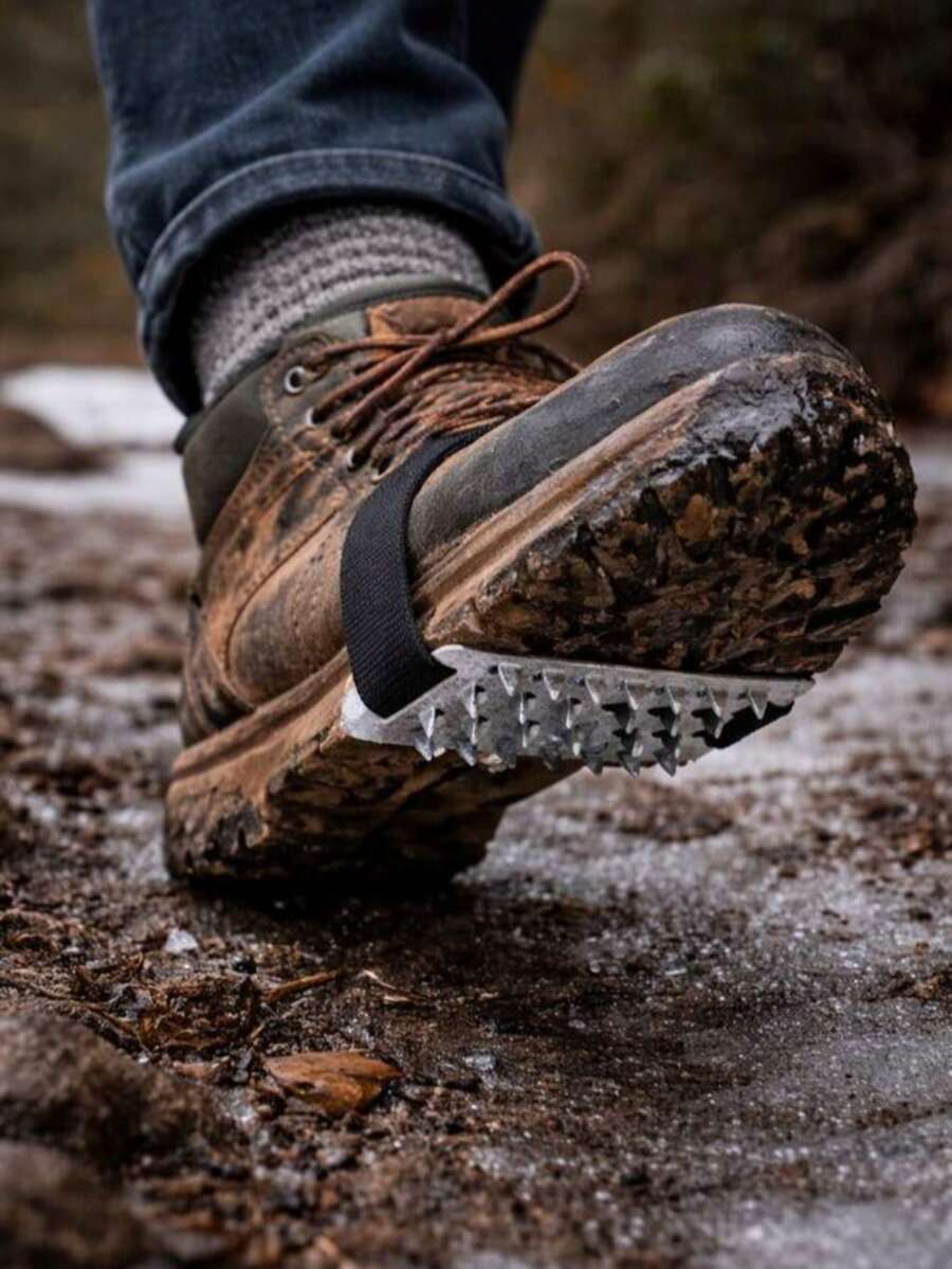 Anti-Slip Shoe Spikes, Simple Ice Crampons, Hook And Loop Fastening, Slip-On Traction Shoe Pads, Snow Chains, Universal Fit, Ice And Snow Traction Device; Suitable For Daily Commuting, Outdoor Activities, Etc. - Multicolor - View 1