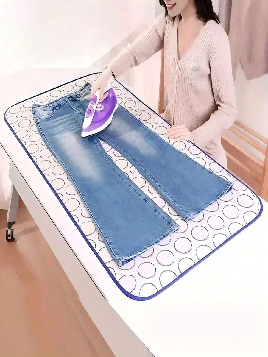 1pc Foldable Ironing Pad, Heat-Resistant Ironing Board For Home Bed Sheets And Clothes, Waterproof Anti-Slip Hanging Soft Ironing Mat For Home And Travel - Multicolor - View 1