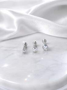 AnlaScheer 1 buah Anting Tusuk Bulat Datar, Perak Sterling 925 Hypoallergenic Perhiasan Tindik Telinga Tulang Rawan Helix Conch Berulir, Gaya Wanita - Perak - View 7