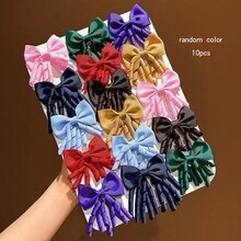 10pcs Random Color Bow Hair Clips Sweet Style Hair Accessories Suitable For Daily Wear - Multicolor - View 10