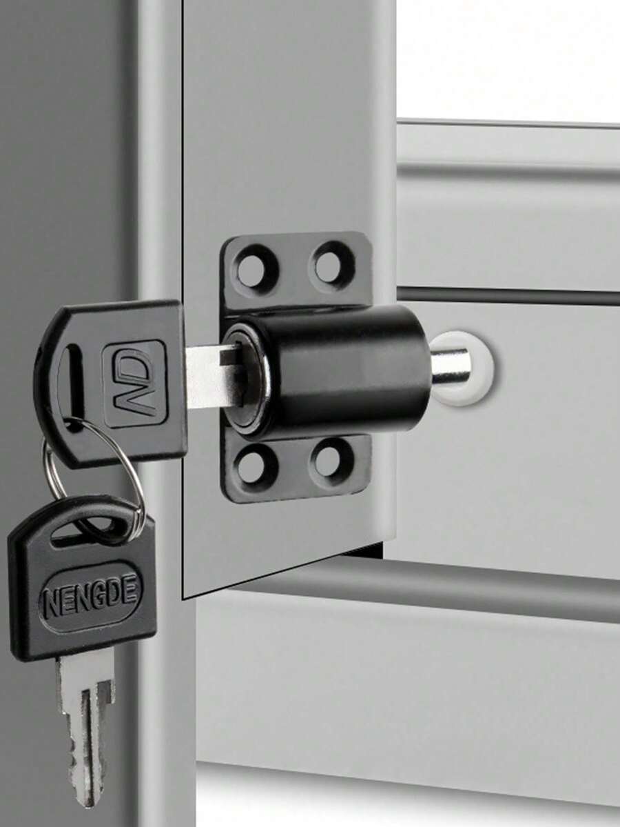 Kunci Jendela, Kunci Pintu Geser, Penjepit Pengaman, Set Kunci Pintu dan Jendela Geser, Termasuk 2 Kunci - Bahan Logam Tahan Lama, Pemasangan Mudah, Perlindungan Keamanan - A - View 1