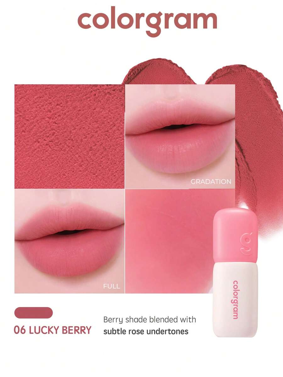 Colorgram Nude Soft Focus Lip Glaze, K-Beauty Makeup, Soft Focus Matte Lip Gloss, 2-In-1 Lip & Cheek Tint - 06 Lucky Berry - View 1