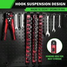 1/4-Inch Magnetic Socket Organizer Rail, Aluminum Alloy Socket Rail, Heavy Duty Sockets Holder With 14 Clips, 360 Swivel Clip Tray, Sockets Organizer Box Drawer (Red) - Red 1/4-inch - View 6